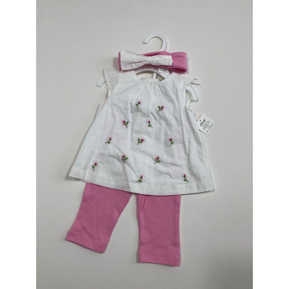 Little Me Baby Girl 3PC Floral Tunic Pink Leggings Headband Set NWT